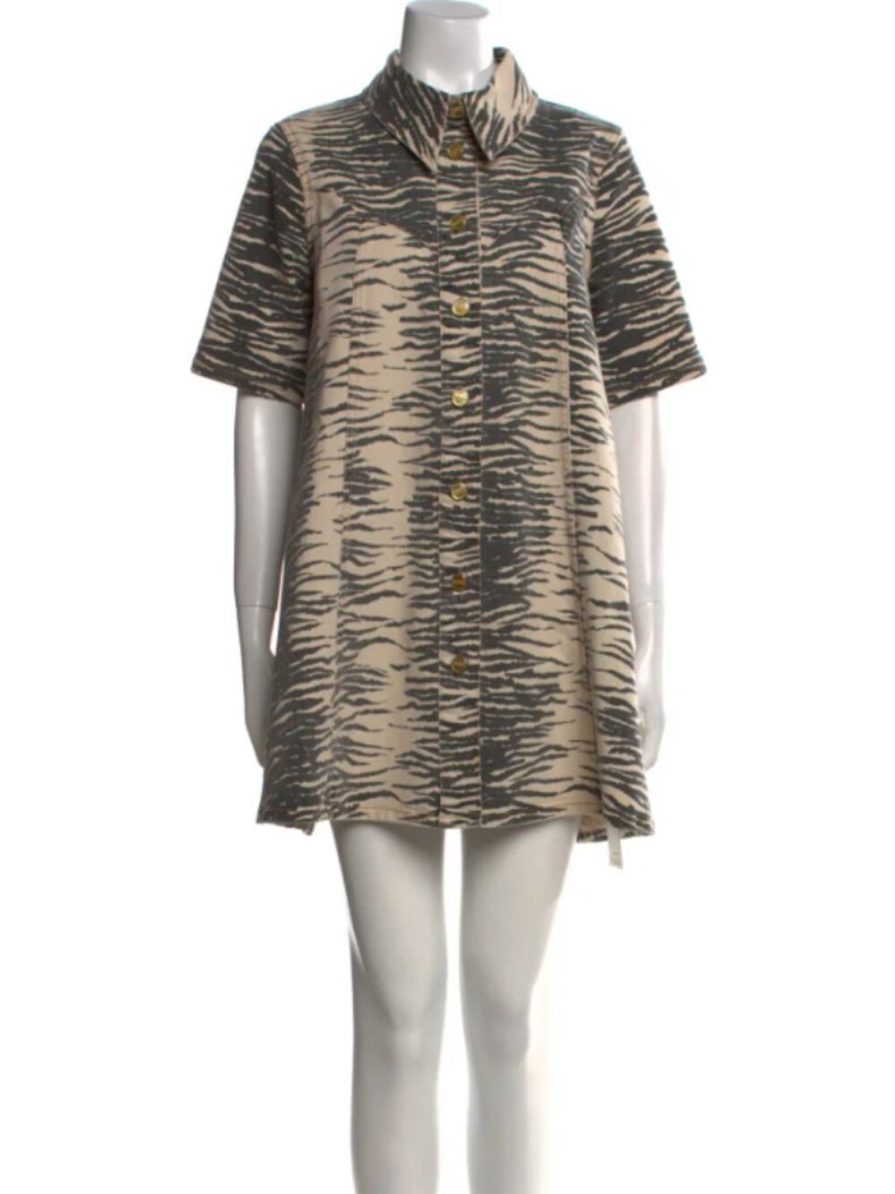Ganni Animal Print Denim Mini Dress